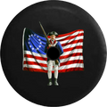 2018 2019 Wrangler JL Backup Camera American Patriot Continental Solider Original Flag Constitution Bear Arms Spare Tire Cover for Jeep RV 32 Inch