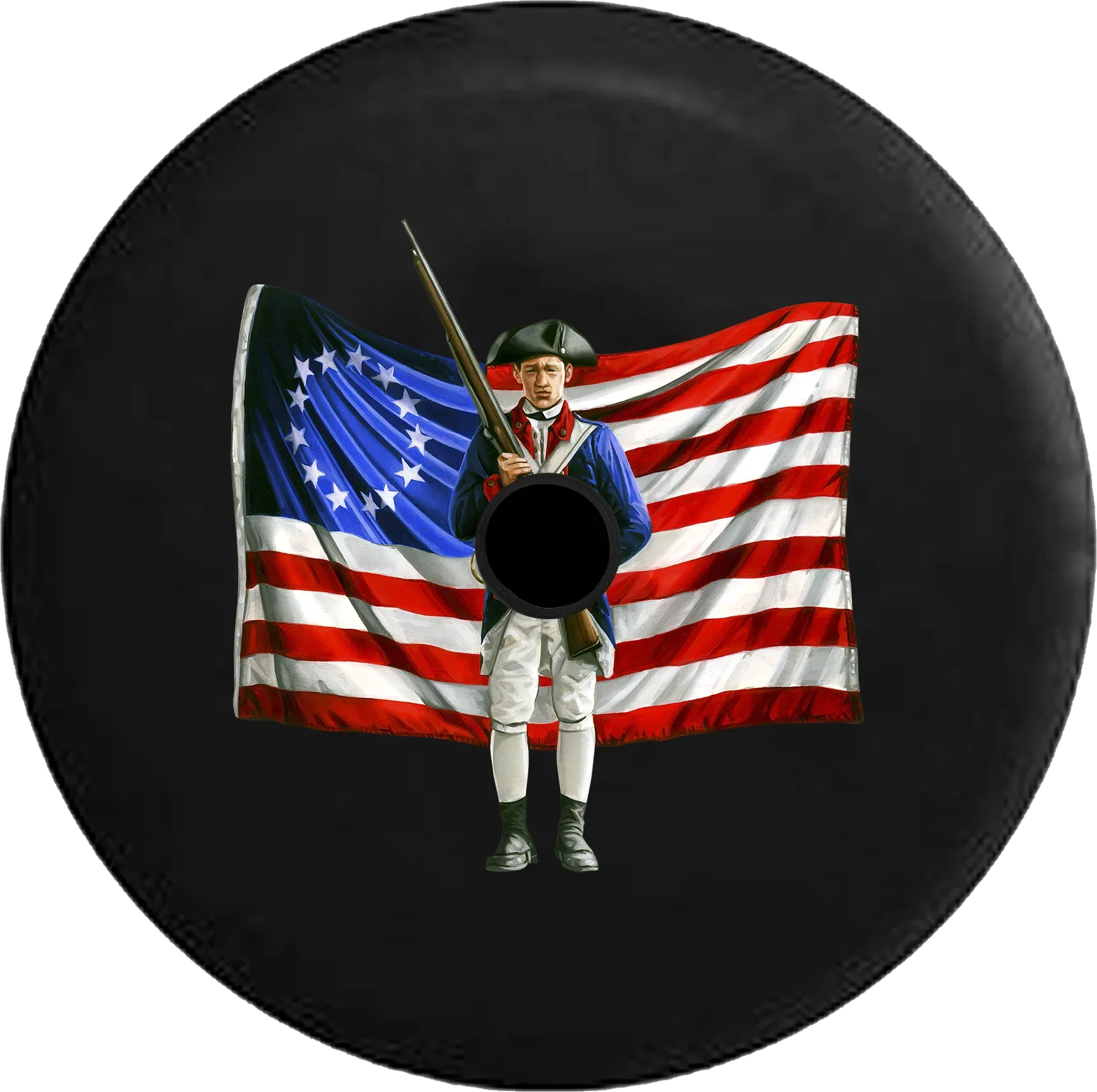 2018 2019 Wrangler JL Backup Camera American Patriot Continental Solider Original Flag Constitution Bear Arms Spare Tire Cover for Jeep RV 32 Inch
