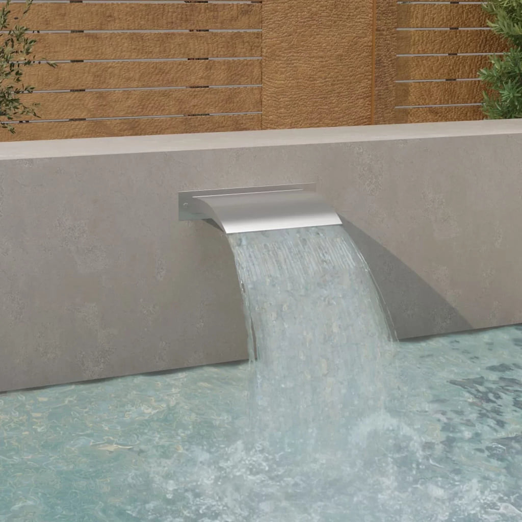 Dcenta Waterfall Pool Fountain Stainless Steel Descent Water Spillway Pond Fountain for Garden Outdoor In Ground Swimming Pool 17.7 x 10.2 x 3.5 Inches (L x W x H)
