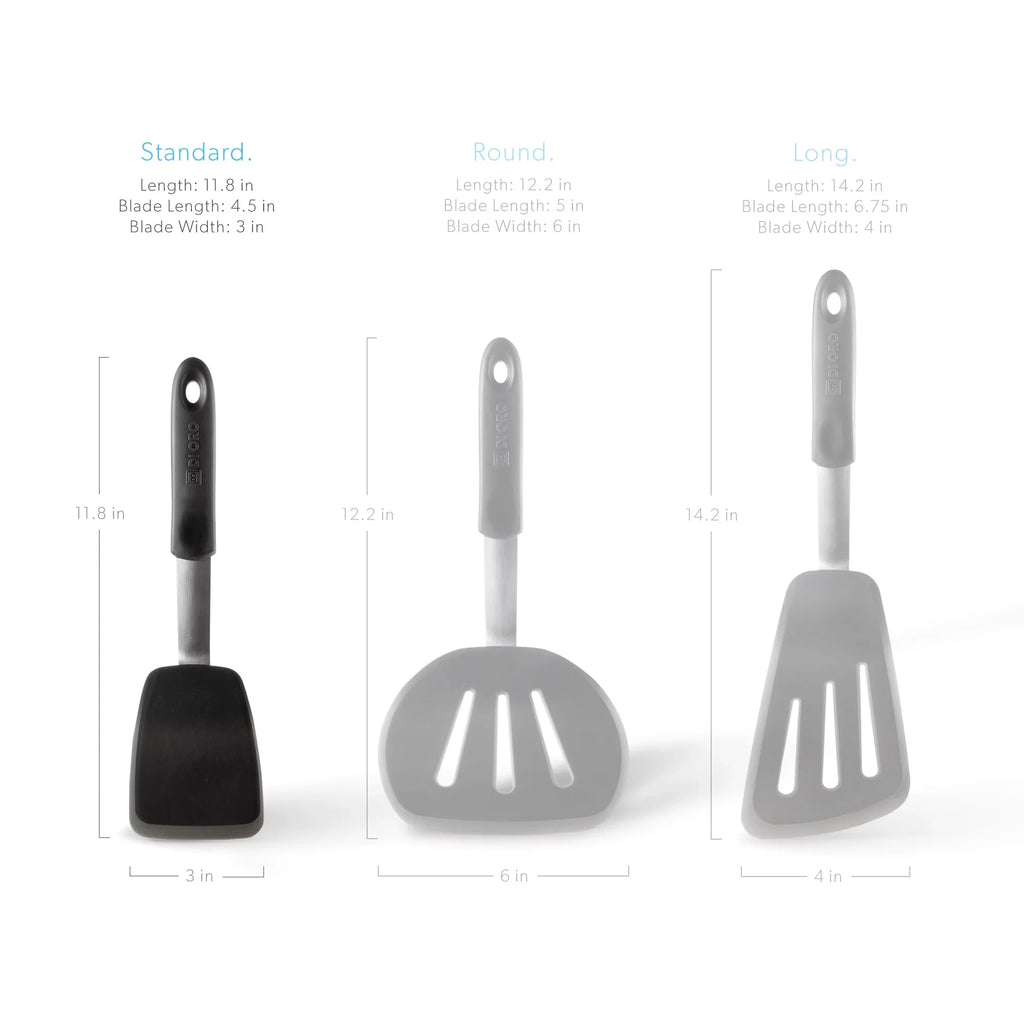 Di Oro Chef Series Standard Flexible Silicone Turner Spatula - 600F Heat Resistant Rubber Kitchen Spatula