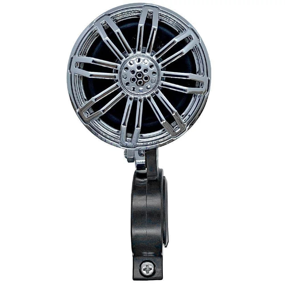 Pair of Chrome 2.25 Inch Waterproof Speakers for Powersports, Watercrafts, ATV, Off Road Vehicles, Motorcycles, Golf Carts - Mounting Clamps Included