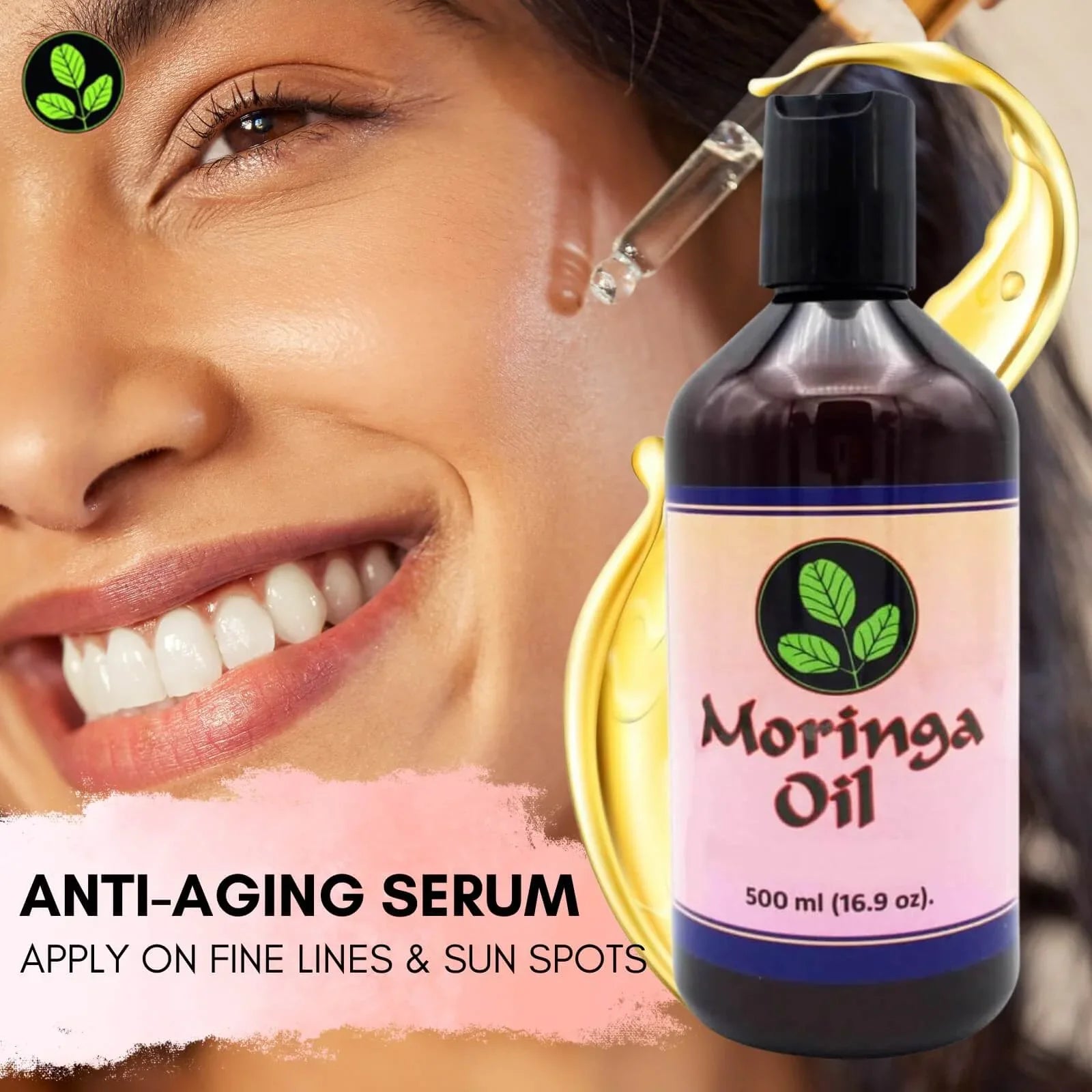 Moringa Oil 16.9 oz, Pure Moringa Seed Oil for Skin and Hair with 93 Nutrients by Moringa Energy Life Oil, 16.9oz (500ml)