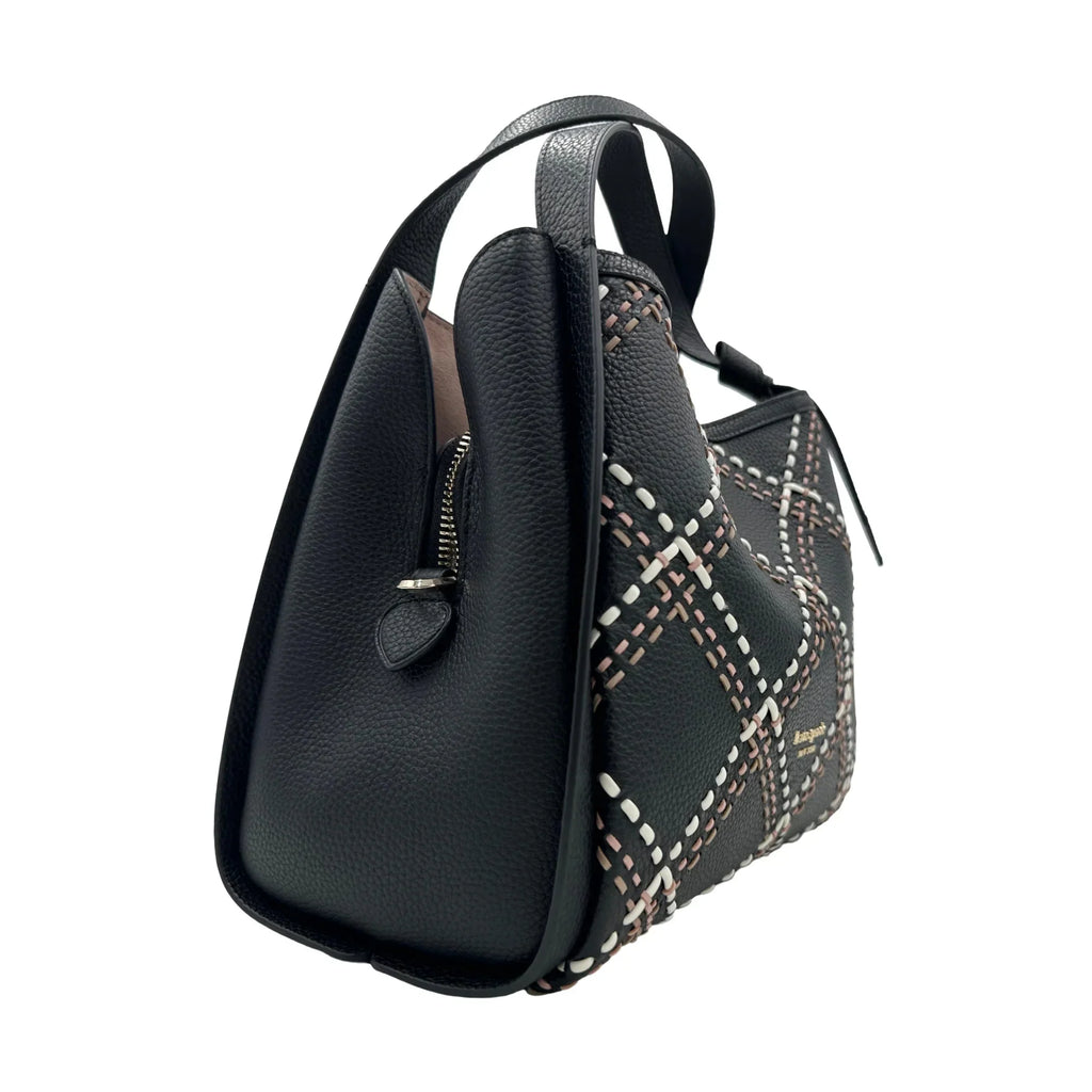 Kate Spade Knott Plaid Stitched Medium Crossbody Tote - Ebony