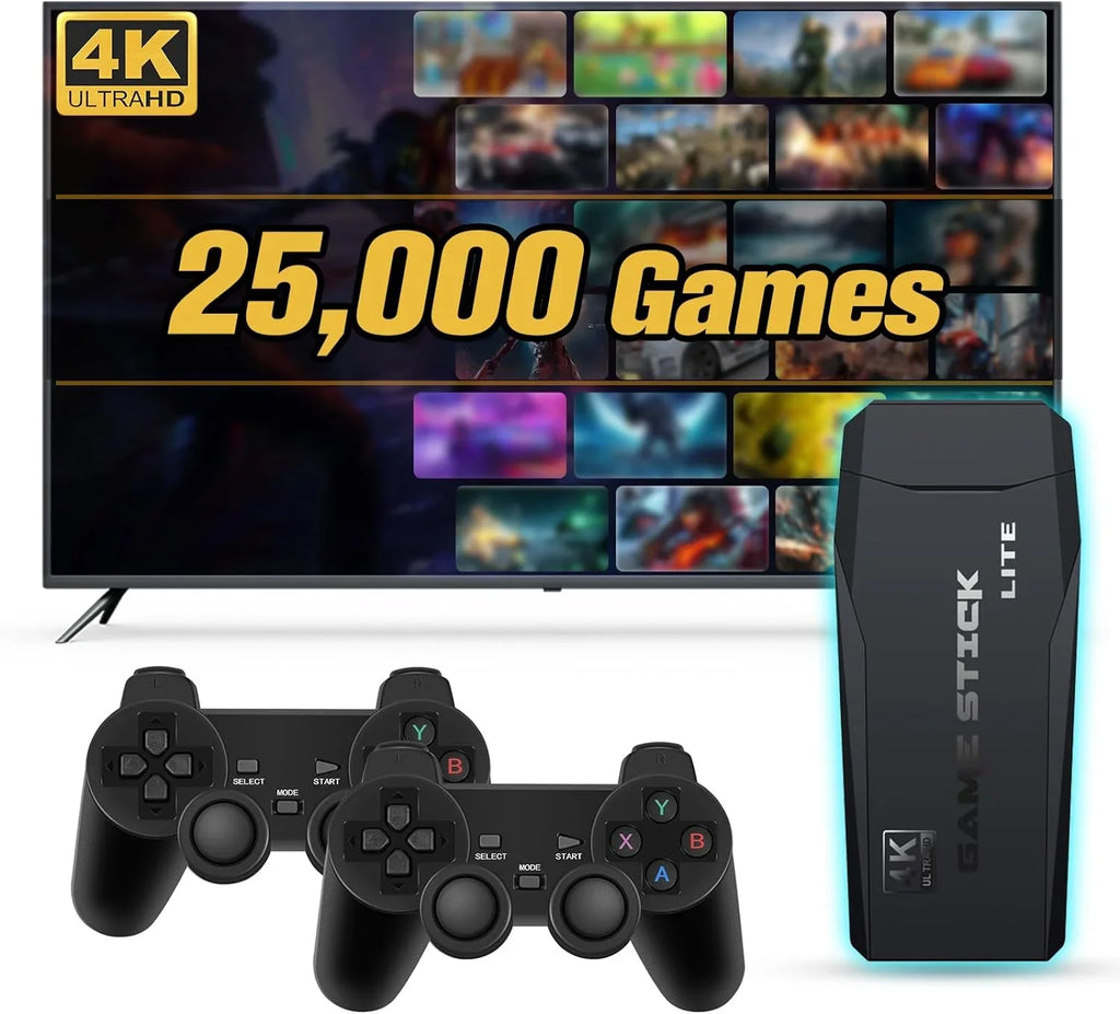 Game Stick Retro Game Console with Built in 25,004 Retro Games, Retro Play Game Stick, Emulator Console Game Stick Lite, Plug & Play Video Games for TV, 4K HD Output