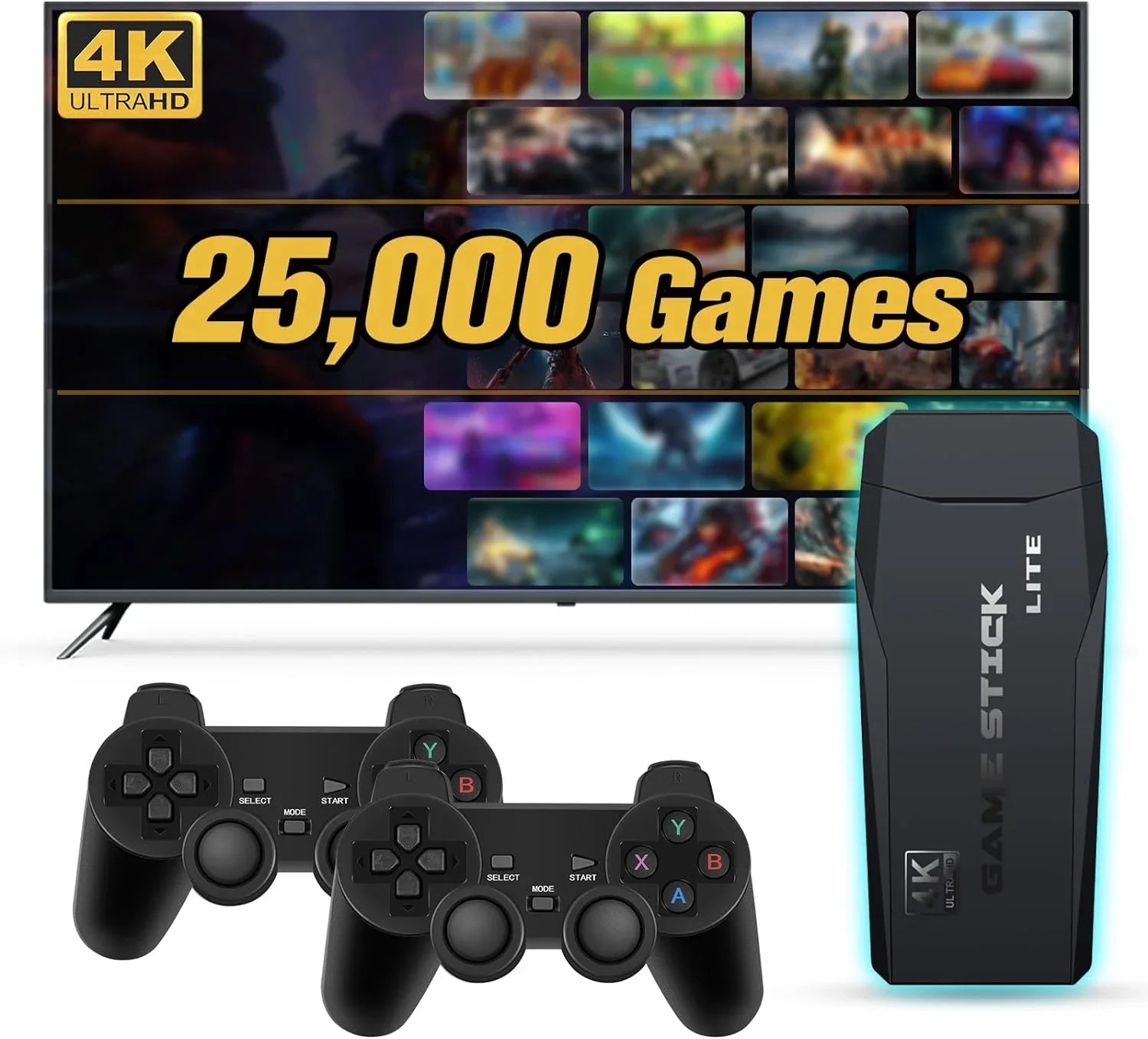 Game Stick Retro Game Console with Built in 25,004 Retro Games, Retro Play Game Stick, Emulator Console Game Stick Lite, Plug & Play Video Games for TV, 4K HD Output