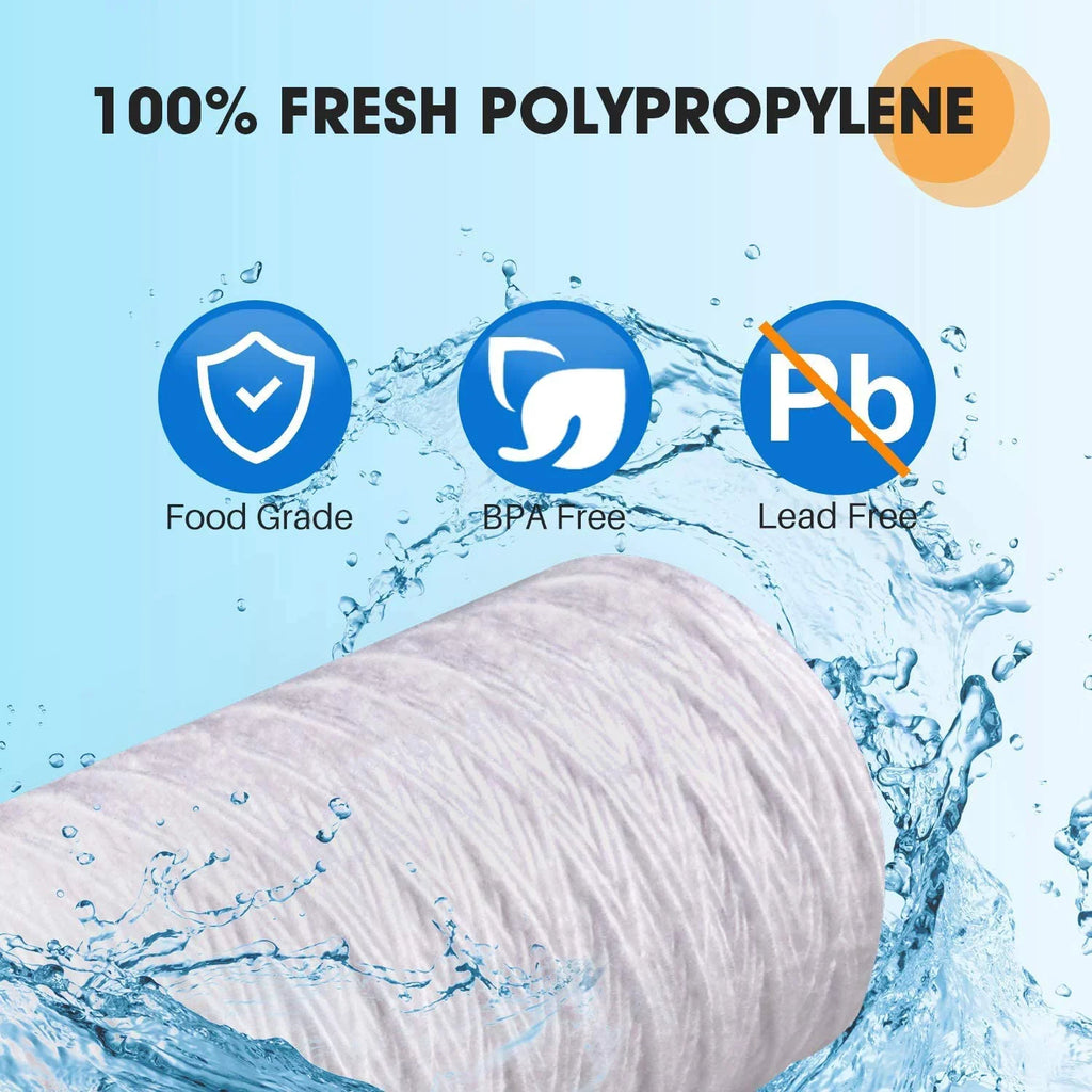5 Micron 4.5" x 10" Whole House String Wound Sediment Filter for Well Water, Replacement Cartridge for 84637, WPX5BB97P, PC10, 355214-45, 355215-45, WP10BB97P, WP5BB97P, 3Pack