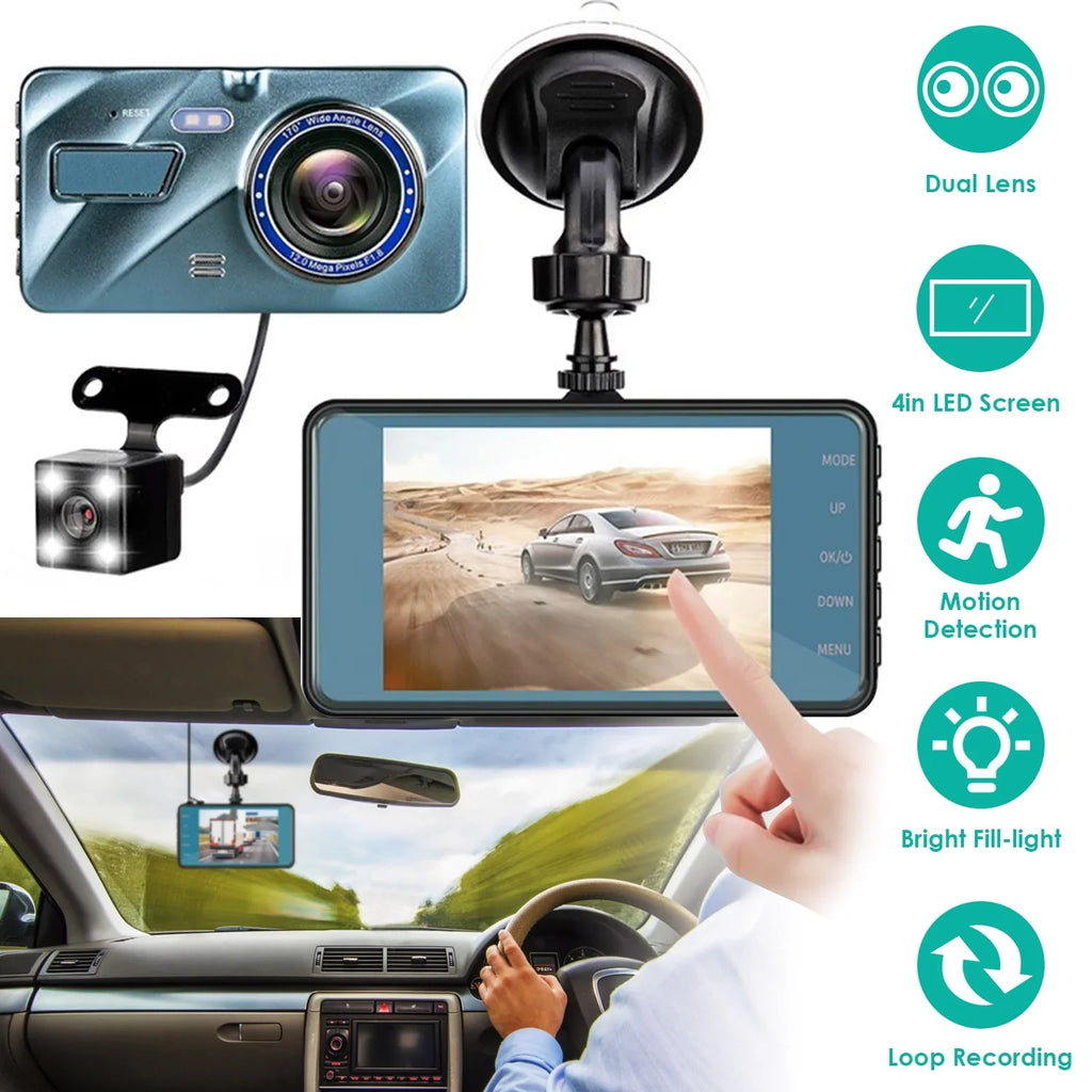 iMounTEK Car Dash Camera with Parking Monitor&G-Sensor, 70° Super Wide Angle,G-Sensor, 4.5" Front and Rear Dual Dash Cam