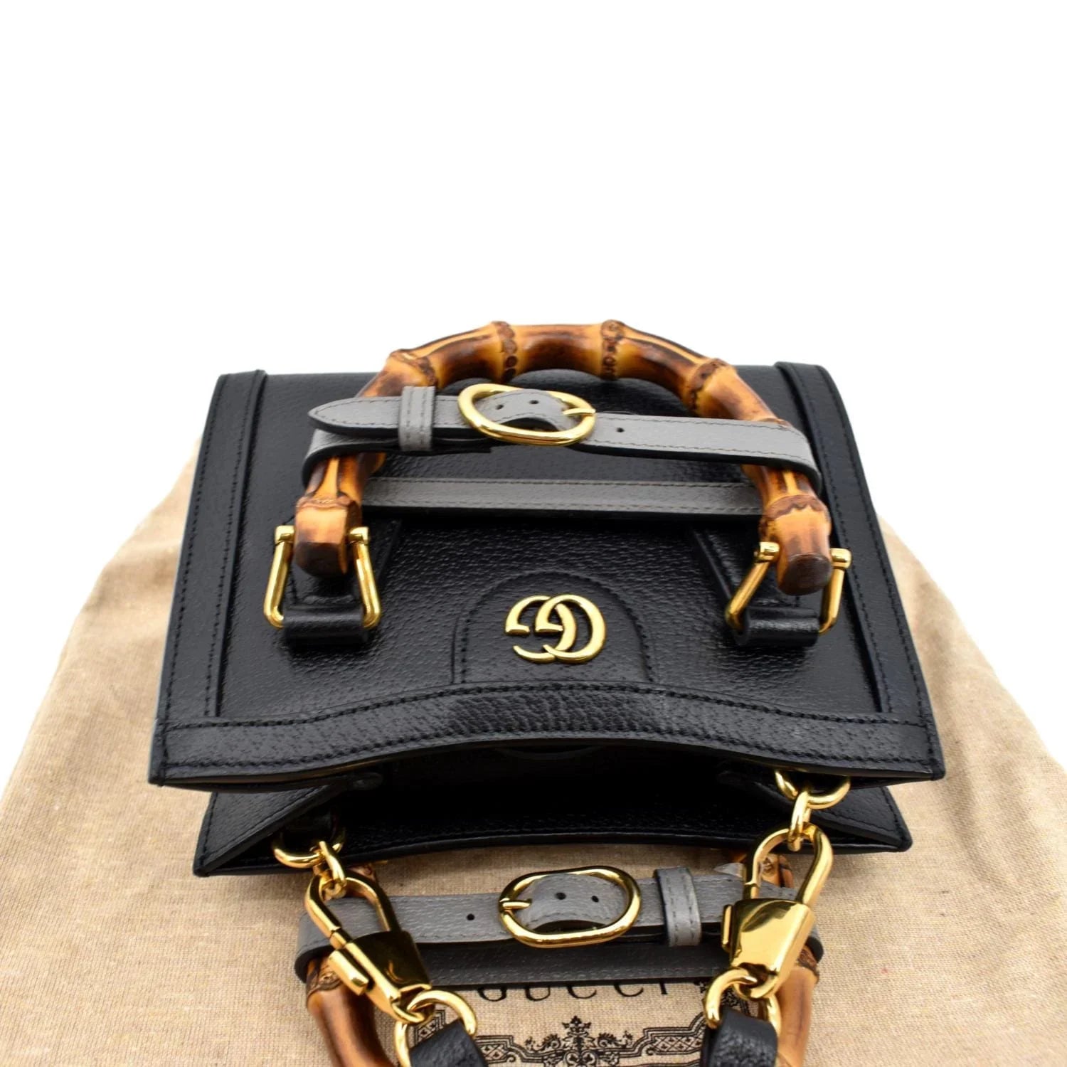 Pre-owned GUCCI Diana Bamboo Mini Leather Tote Bag Dark 702732