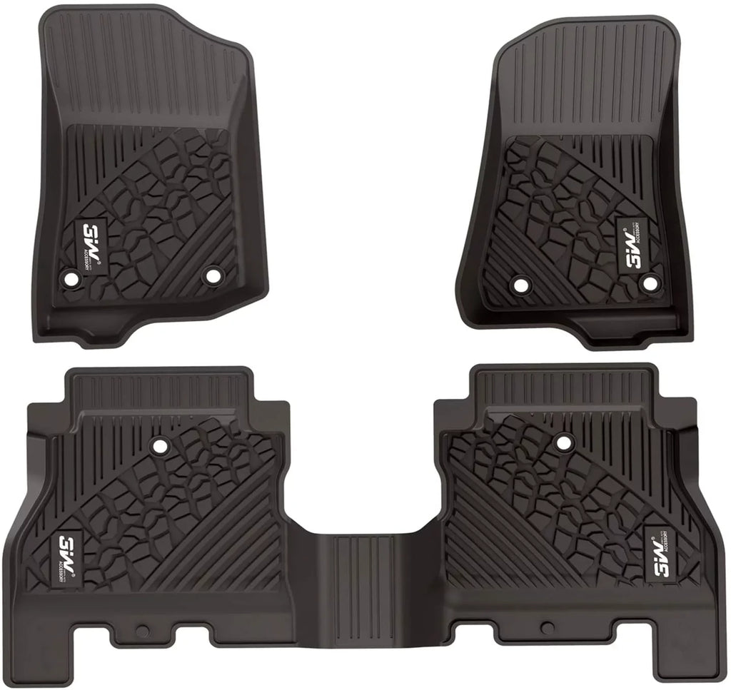 3W Floor Mats&Cargo Liner for Jeep Wrangler JL 2018-2021 with subwoofer - All Weather Floor Liners White Logo &Trunk mats for Jeep Wrangler JL Unlimited Jet