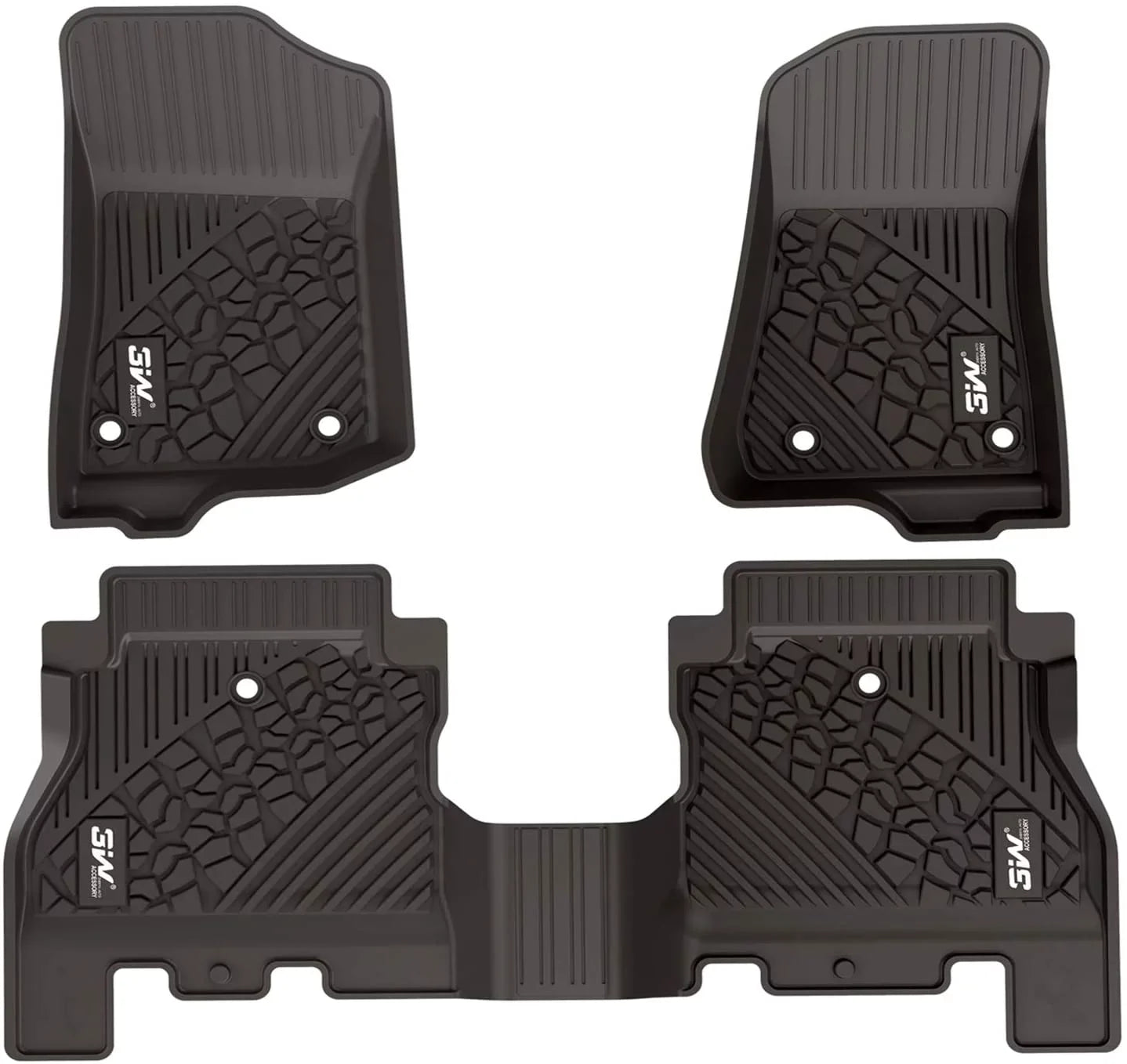 3W Floor Mats&Cargo Liner for Jeep Wrangler JL 2018-2021 with subwoofer - All Weather Floor Liners White Logo &Trunk mats for Jeep Wrangler JL Unlimited Jet
