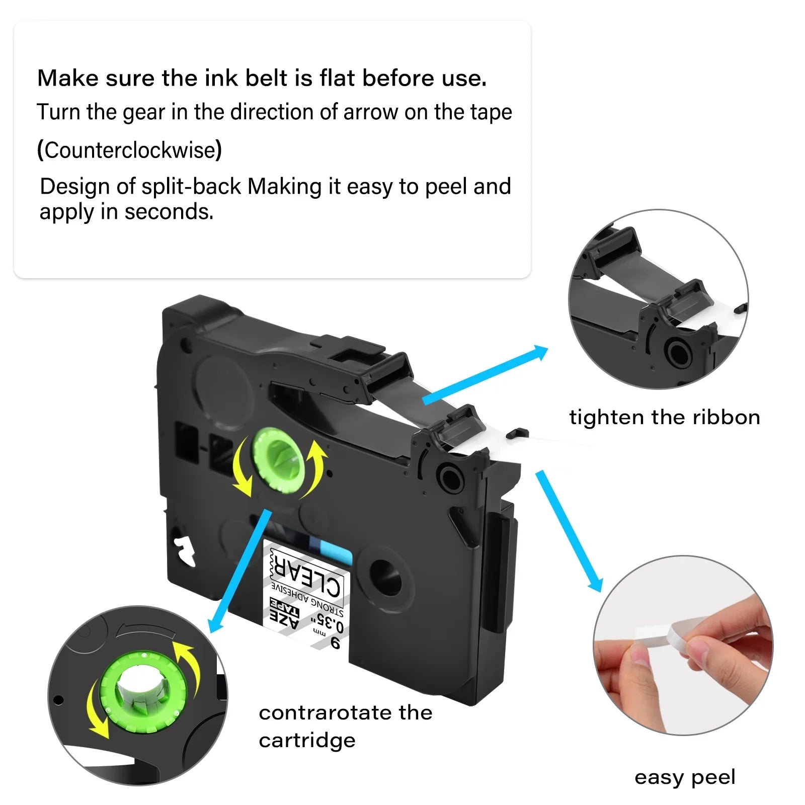 GREENCYCLE 8 Pack Compatible for Brother TZe-S121 TZ-S121 TZ-121 TZe-121 Tape 9mm 0.35'' Laminated Jet on Clear Extra Strength Label Tapes use in P-Touch PT-D210 D400 D600 Label Maker 26.2ft 8m
