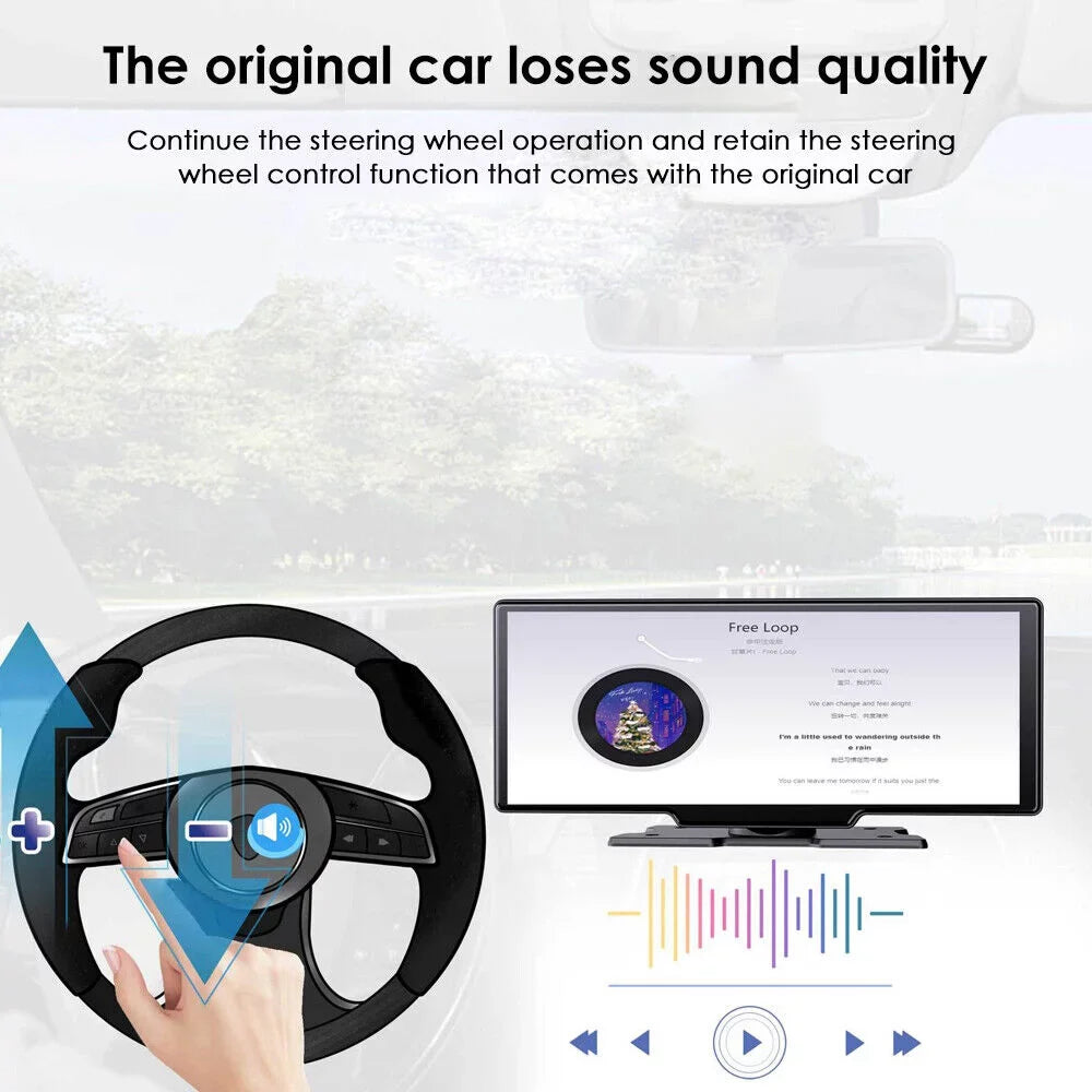 KingFurt 2K Car DVR Wireless Dash Camera Carplay Android Auto Touch Screen 10.26'' WIFI - Stunning Resolution and Smart Compatibility