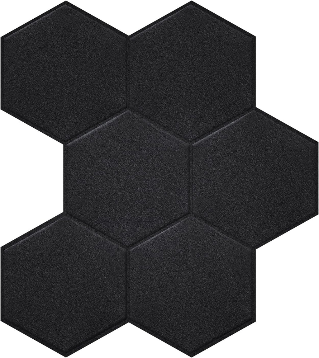 Real 3D Matte Dark Self Adhesive PET Tiles Big Hexagon Peel and Stick Backsplash for Kitchen Bathroom(11.57''x10.35'',10-Sheet)