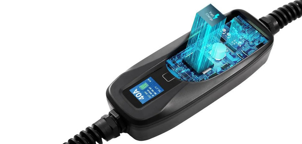 Couplago ,40 AMP (9.6 KW)- Dual Voltage -240V/120V, EV Charging Station - Level 2- EVSE- Charger for Electric Vehicles, You Set The AMPS- 40 AMP, 24 AMP or 12 AMP - 14-50R to 5-15P /120V Adapter