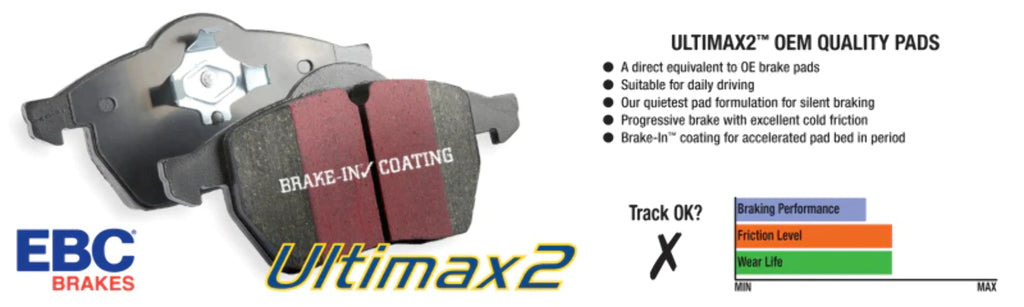 EBC 13-15 Acura ILX 1.5 Hybrid Ultimax2 Front Brake Pads Fits select: 2012-2021 HONDA CIVIC, 2012-2016 HONDA CR-V