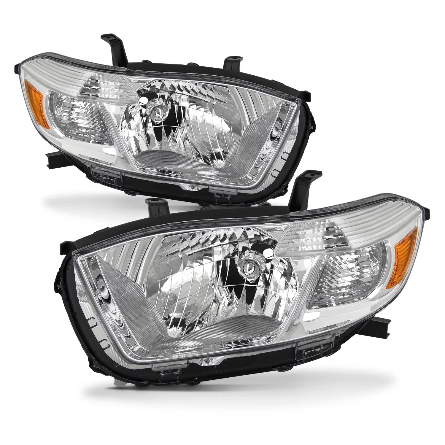 AKKON - Fits 2008 2009 2010 highlander [Halogen Type] Chrome Headlights Pair Left+Right Replacement