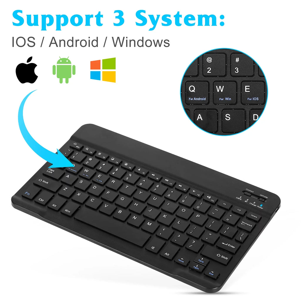Rechargeable Bluetooth Keyboard and Mouse Combo Ultra Slim Full-Size Keyboard and Ergonomic Mouse for Xiaomi Mi Mix 2S and All Bluetooth Enabled Mac/Tablet/iPad/PC/Laptop - Onyx Ebony
