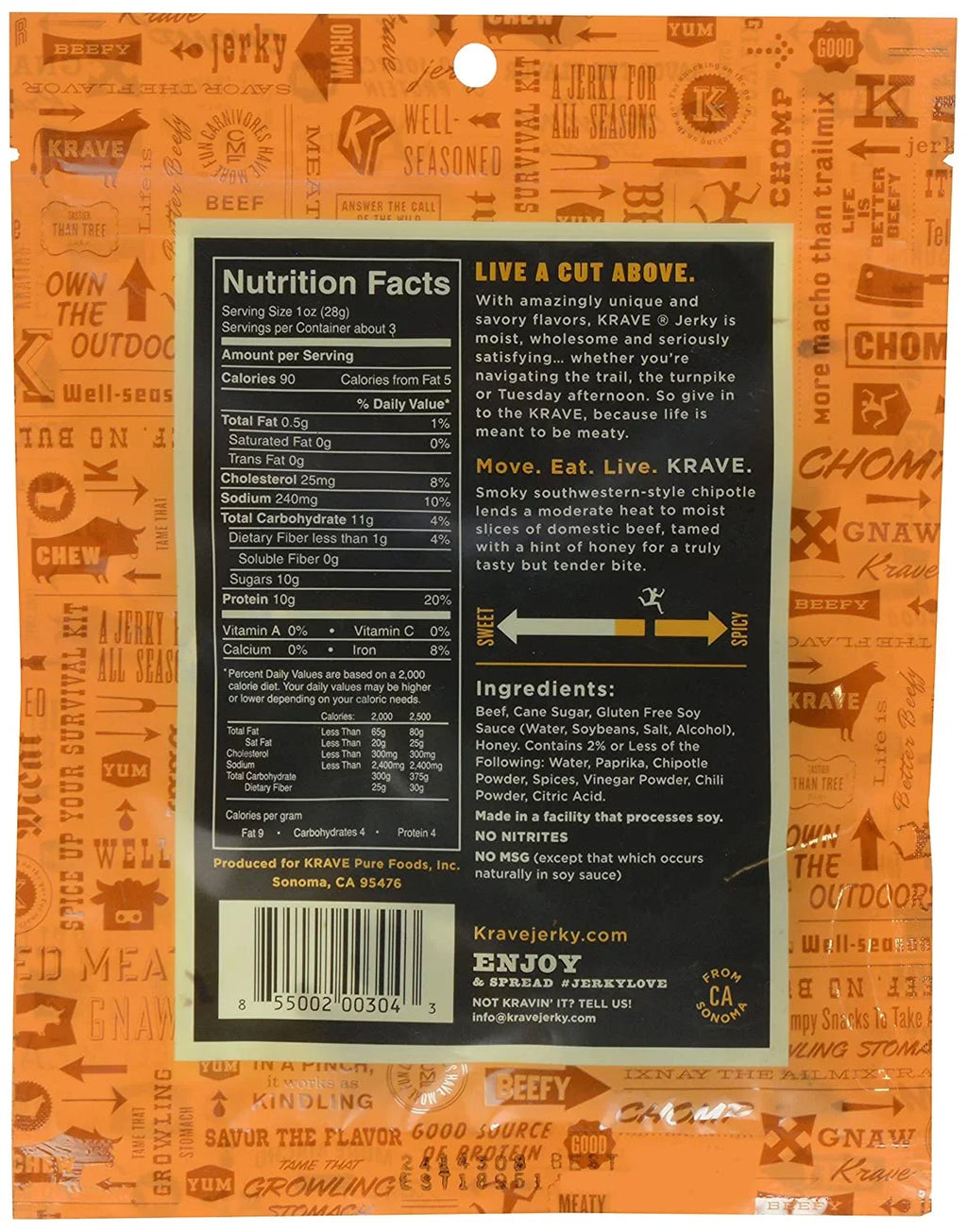 Krave Gourmet Beef Cuts Sweet Chipotle 2.7 oz