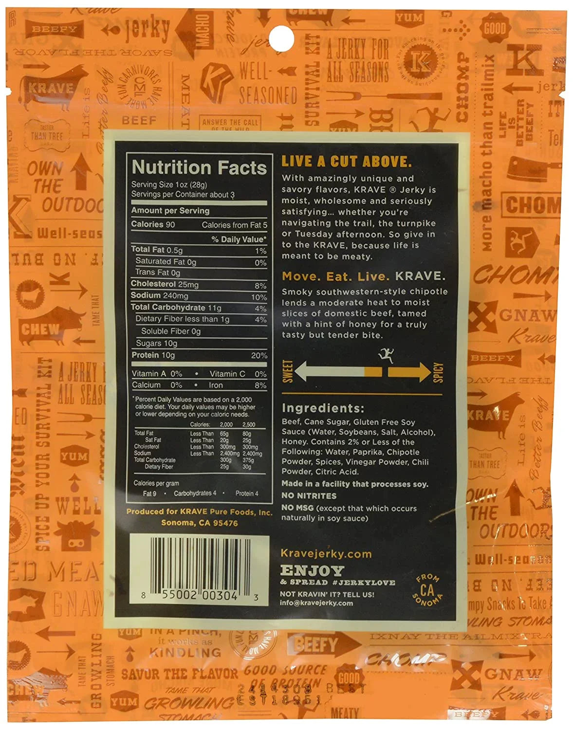 Krave Gourmet Beef Cuts Sweet Chipotle 2.7 oz