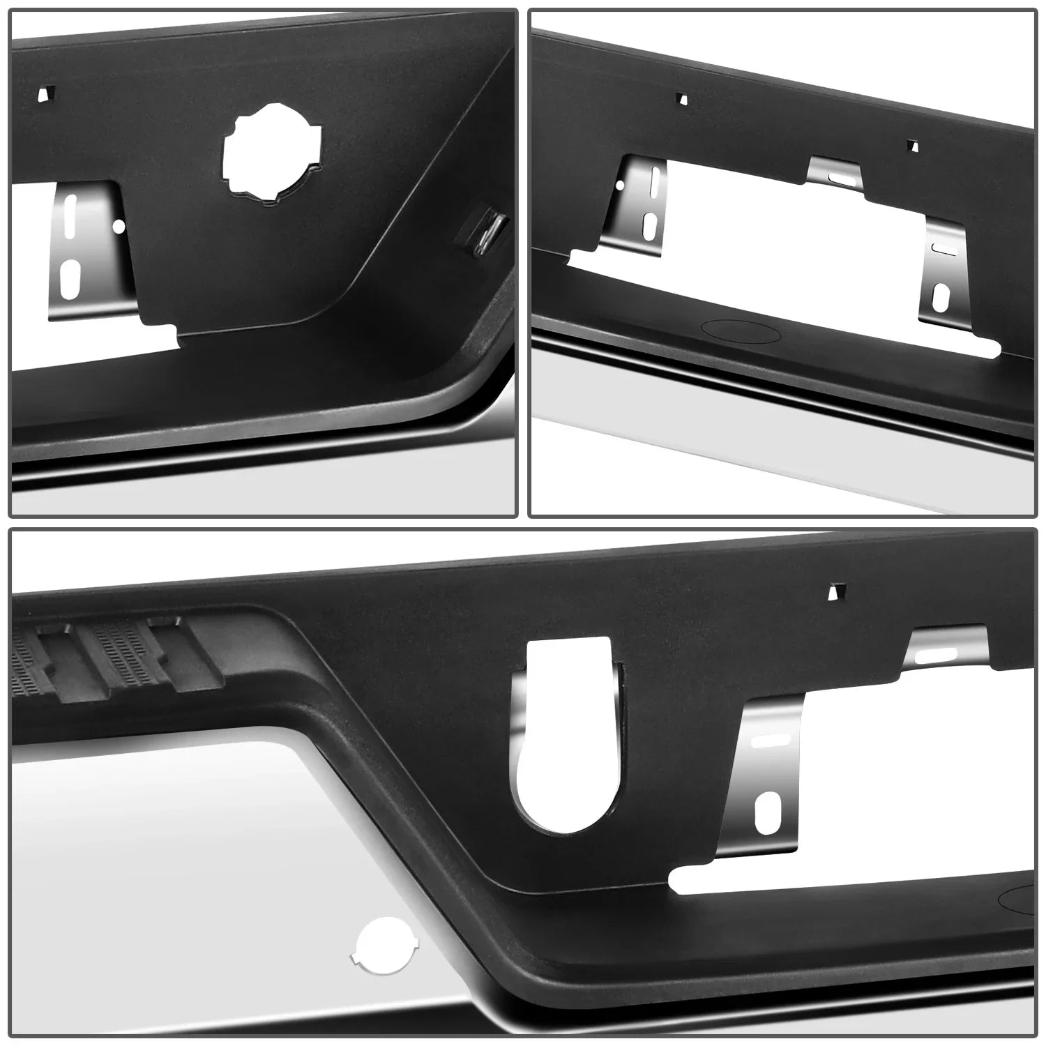 DNA Motoring STEPBUM-10068 For 2019-2023 Silverado Sierra Chrome Rear Step Bumper With Parking Sensor Holes