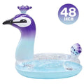 Melia Swim Party Toys Inflatable Glitter Pool Float Peacock Designed with Fast Valves Lounge Raft Decorative Water Game Summer Beach Party for Kids | 48 Inch