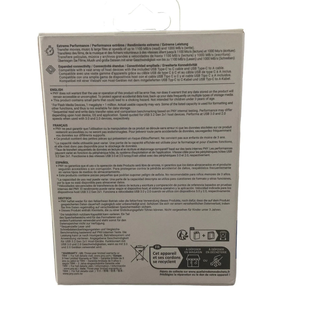 PNY Pro Elite V2 1TB USB 3.2 Gen 2x1 Type-C Portable Solid State Drive