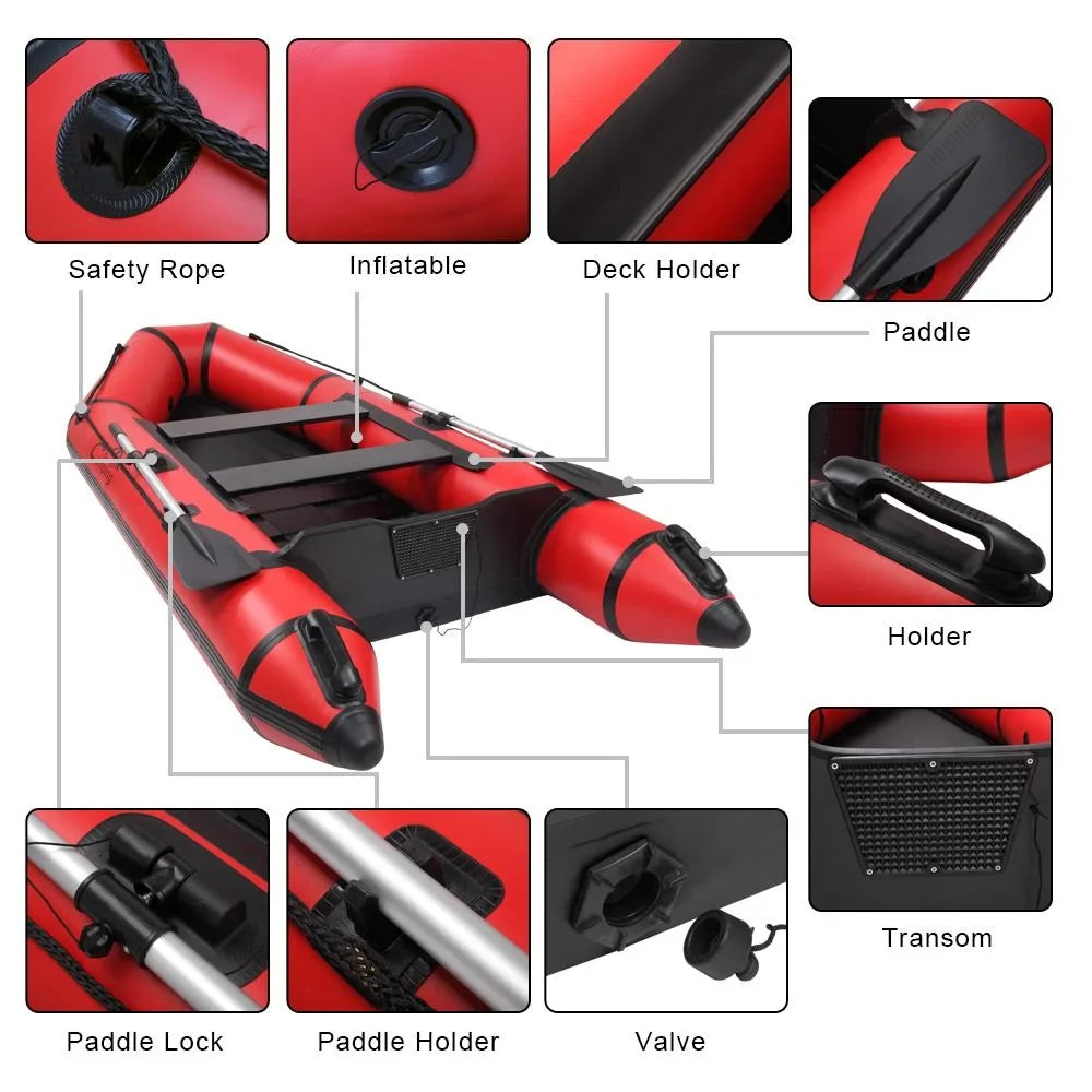 Campingsurvivals 10ft Polyvinyl Chloride Inflatable Fishing Assault Boat Red