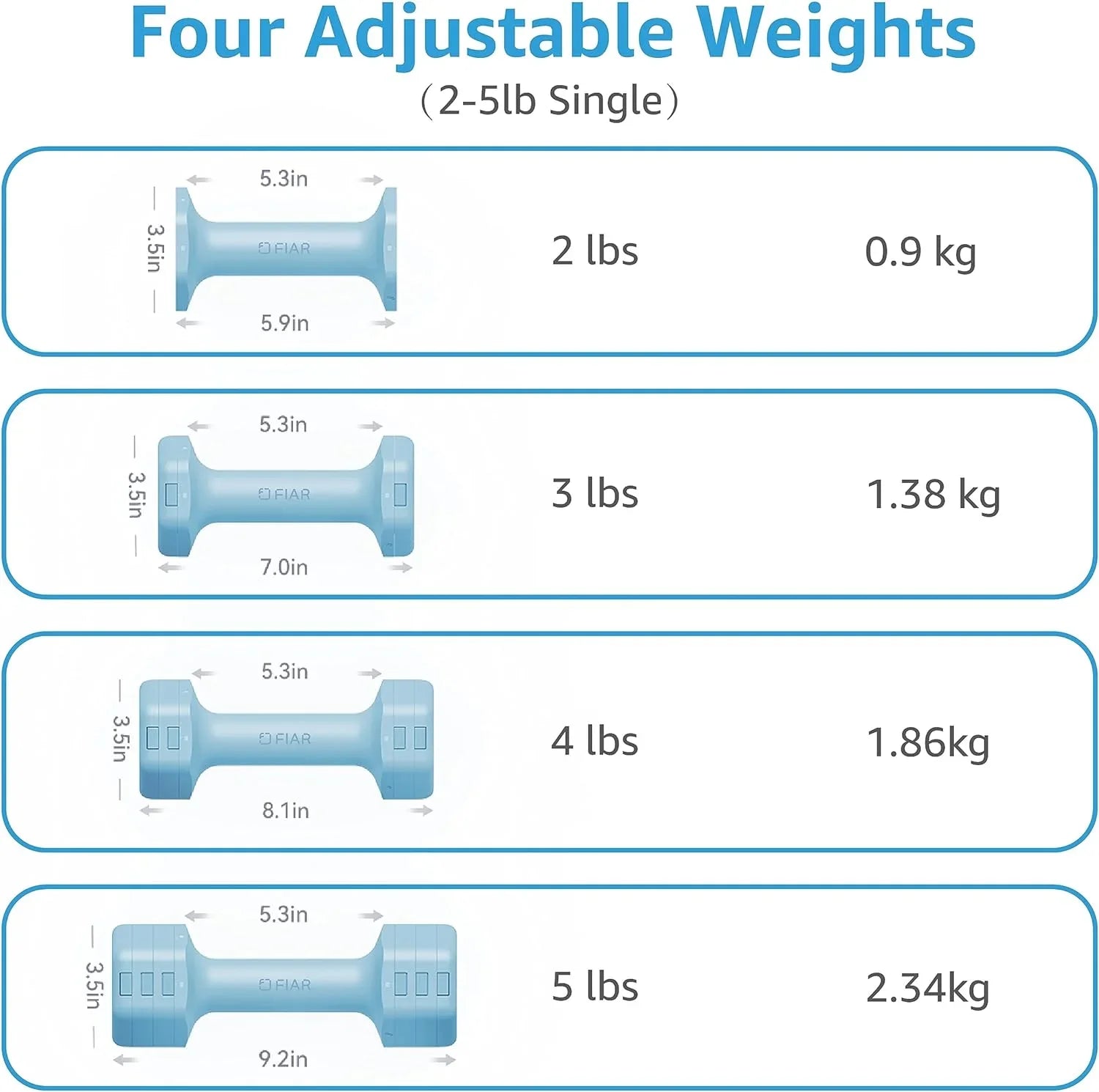Adjustable Mass Dumbbells Set- A Pair 4lb 6lb 8lb 10lb (2-5lb Each) Free Mass Set for Home Gym Equipment Workouts Strength Training for Women, Men,Teens 3 Colors