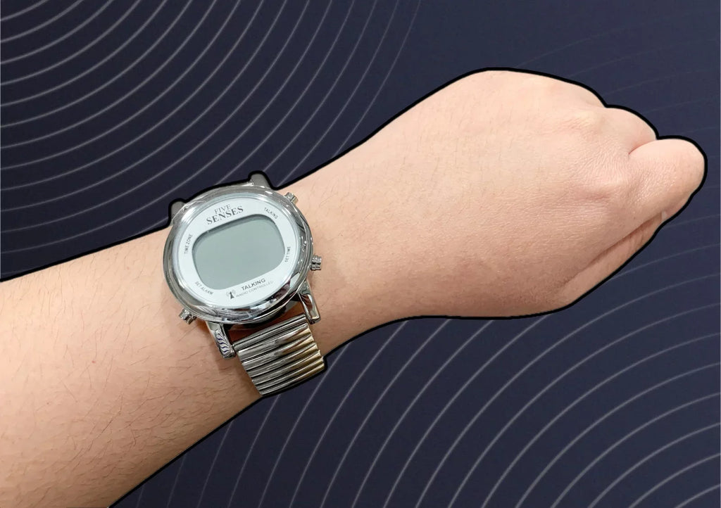 Five Senses Atomic Talking Watch - Sets Itself Senses Metal Easy-to-Read Talking Watch For Elderly Seniors Hard of Hearing Vision Impaired (1021)