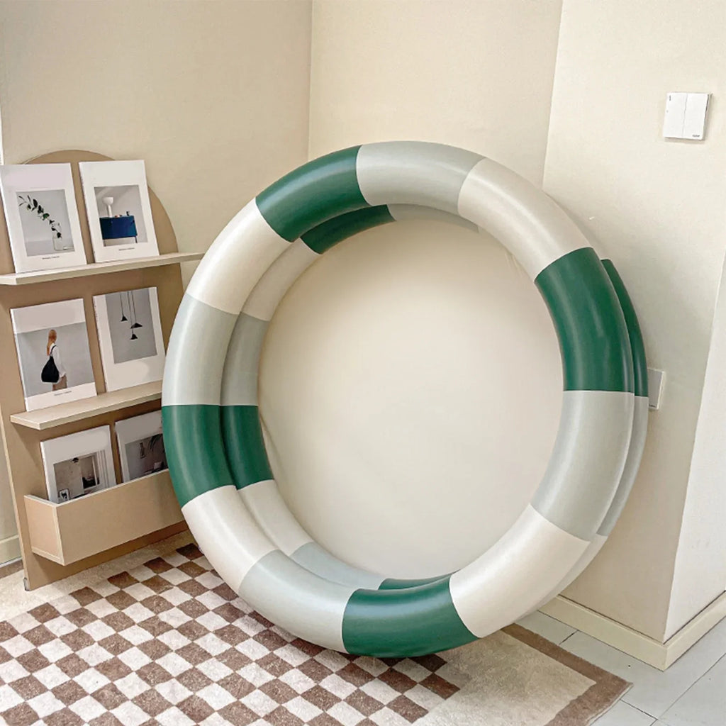 Goldmeet Inflatable Pool Baby Retro Blow Up Swimming Pool Family Cute Style Thickened Water Pool Green Stripe