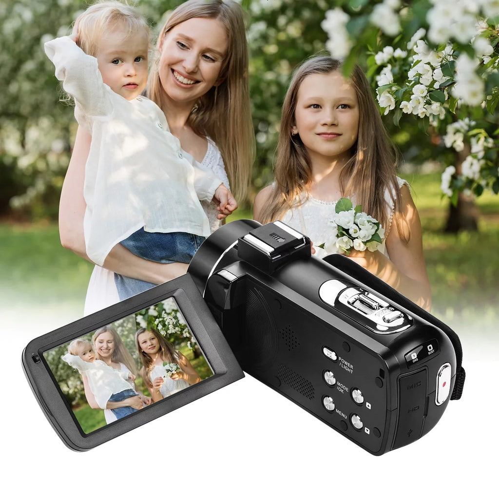 Andoer 4K Handheld DV Professional Digital Video CMOS Sensor Camcorder with Hot Shoe for Mounting Microphone 3.0 Inch IPS Burst -Shaking Function