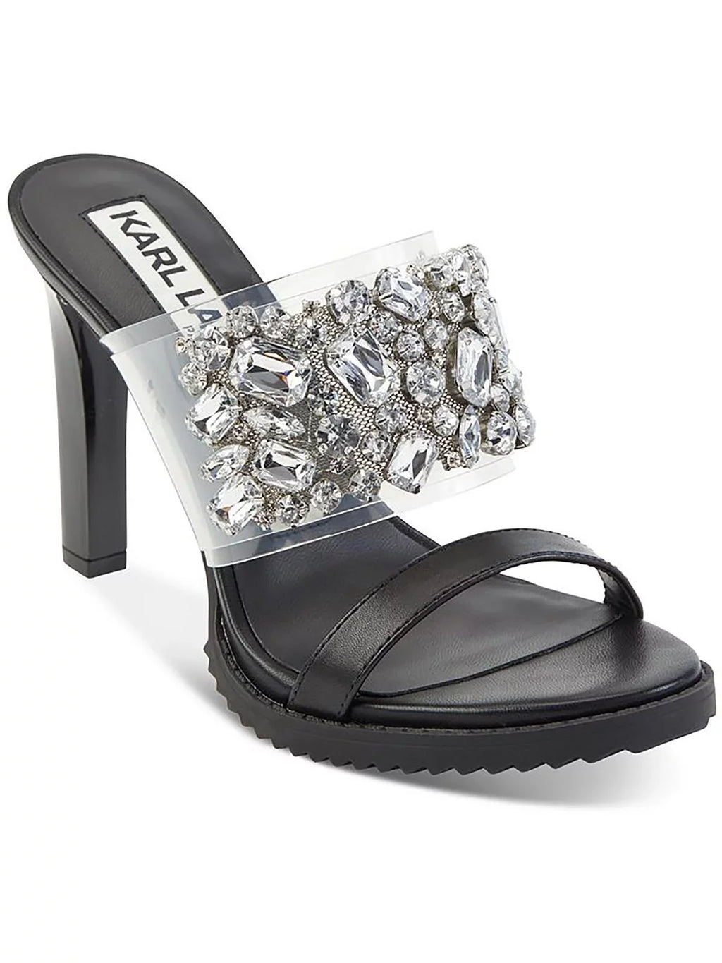 Karl Lagerfeld Womens Bedika Rhinestone Rubber Sole Mule Sandals