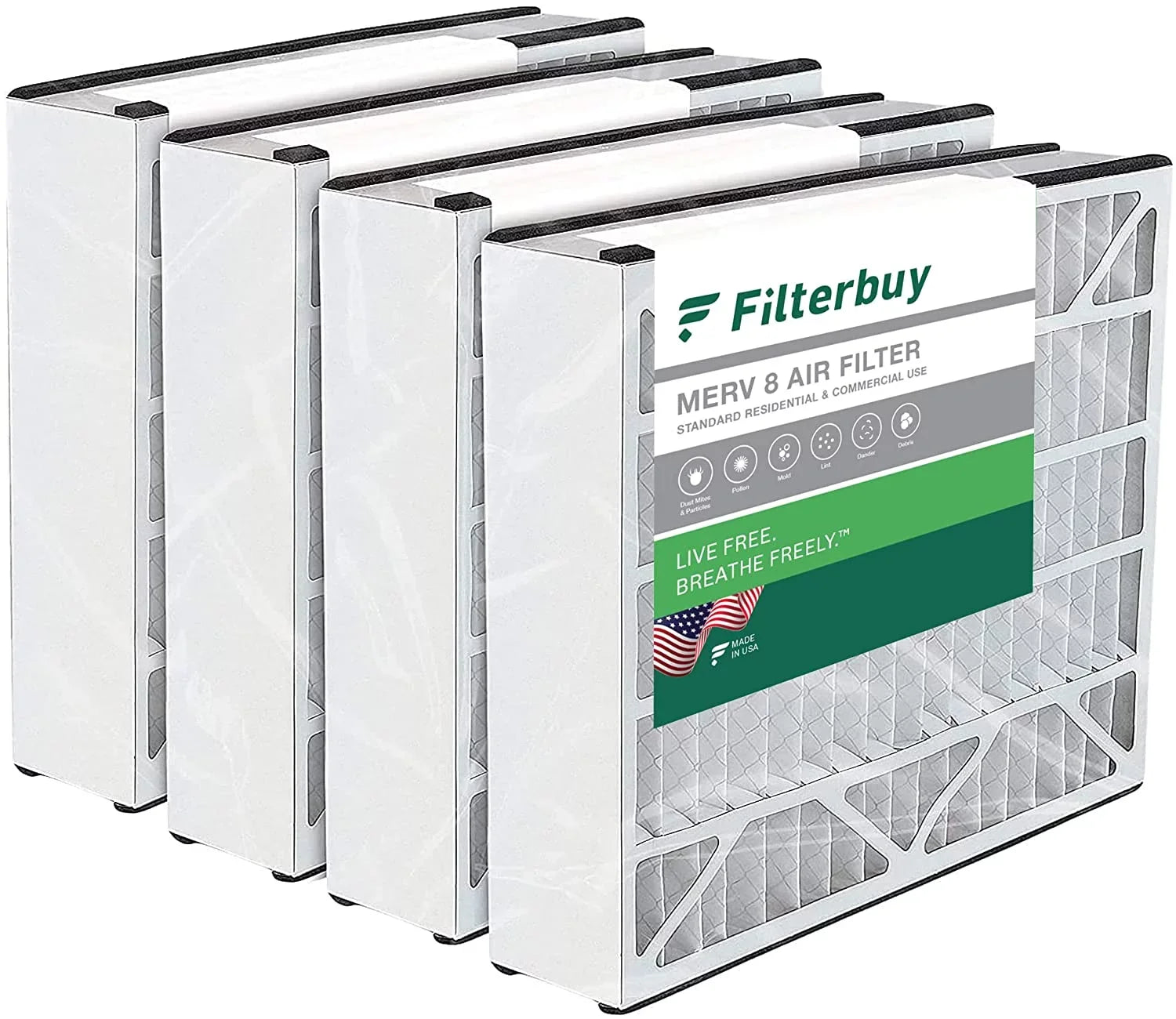 Filterbuy 20x20x5 MERV 8 Pleated HVAC AC Furnace Air Filters for Trion Air Bear 255649-103 (4-Pack)