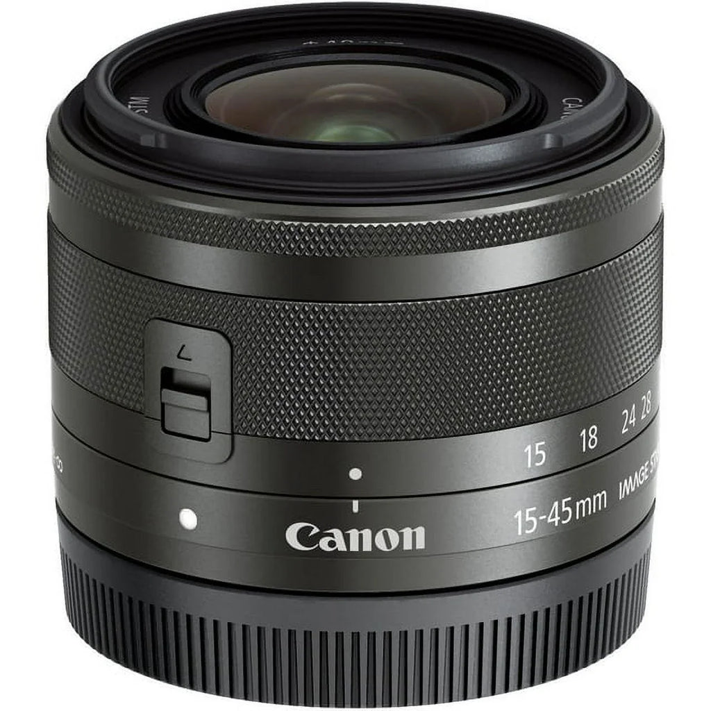 EF-M 15-45mm f/3.5-6.3 IS STM Lens (Graphite) - PixiBytes Basic Bundle