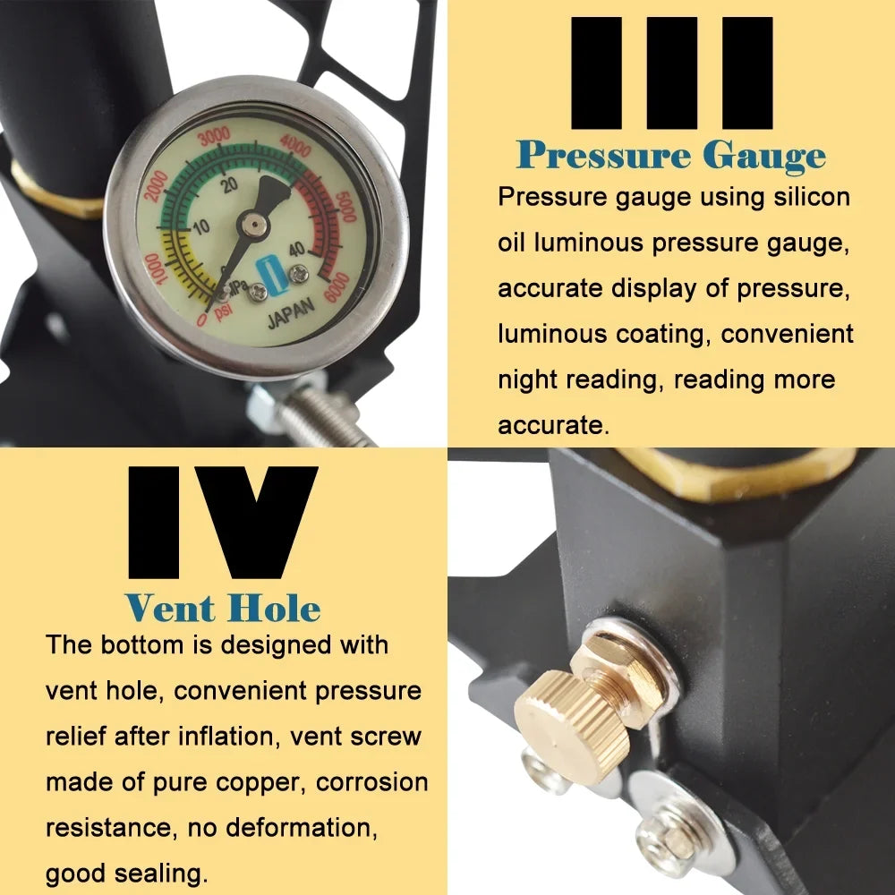 PreAsion 5800PSI Four Stage High Pressure PCP Hand Operated Air pump Inflator Hunting