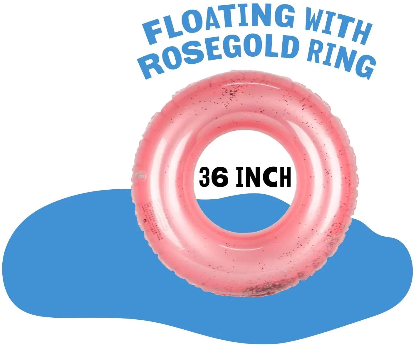 Alyvia Inflatable Rose Gold Pool Float with Glitter Inner Fun Beach Floaties, Swim Party Toys, Summer Pool Round Rings for Adults & Kids | 48 Inch
