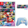 Mario Kart 8 Deluxe Game Disc and Upgraded Switch Pro Controller for Nintendo Switch/PC/IOS/Android/Steam with Hall Effect Joysticks Triggers Pink, 2 Pairs of Joysticks