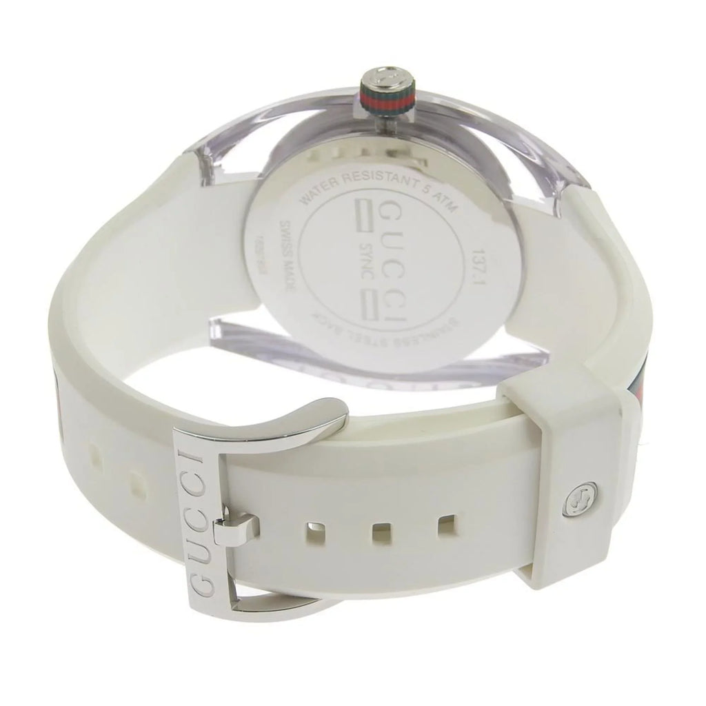 Authenticated Used Gucci Sink 137.1 Stainless Steel x Rubber Quartz Analog Display Men's Silver Dial Watch