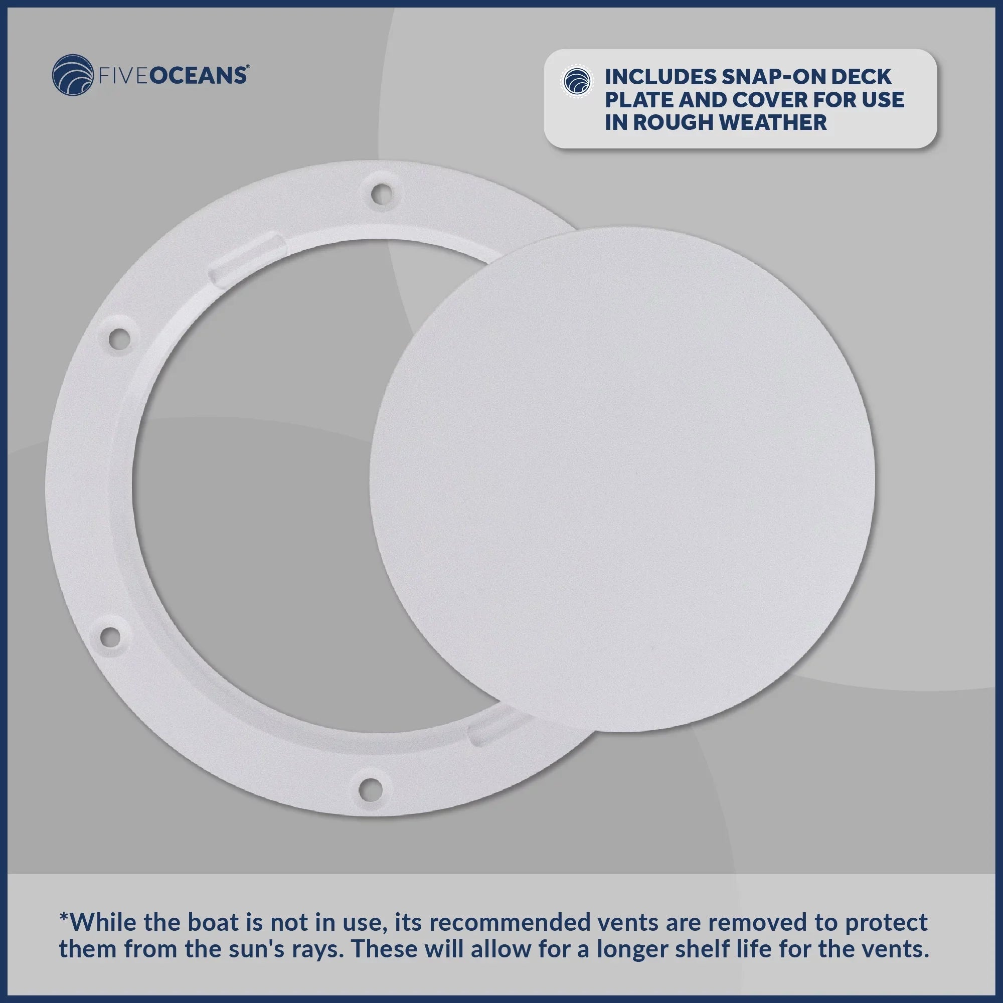 Five Oceans 3-Inch Cowl Vent with Snap-On Deck Plate and Cover, Low Profile UV-Resistant and Flexible Polyvinyl Chloride Red Interior, for Air Intake or Cabin Ventilation- FO88