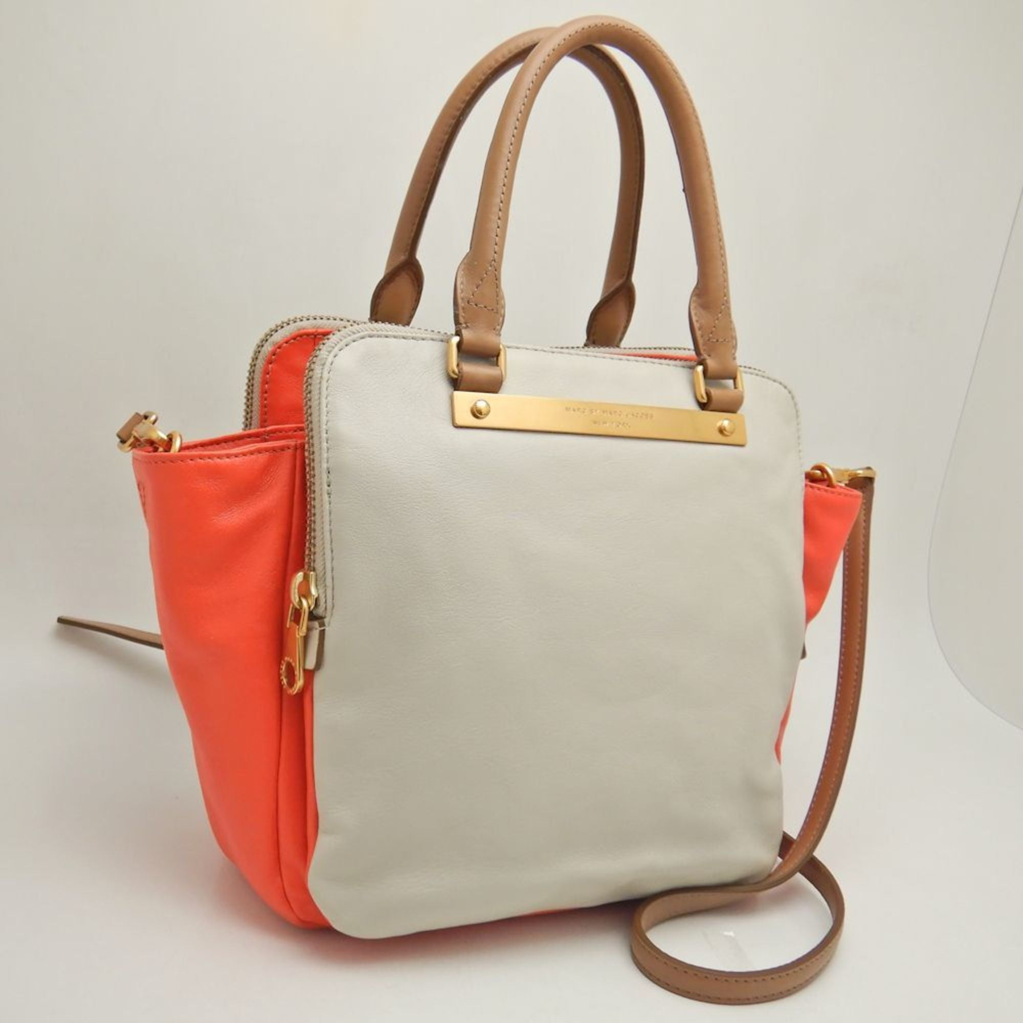 Pre-Owned MARC JACOBS M0001417A Handbag Leather Grey Orange 251616 (Good)