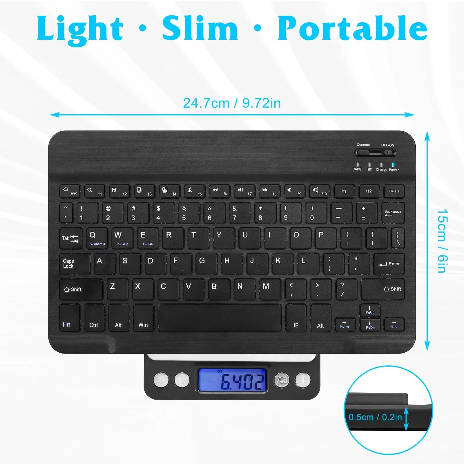 Rechargeable Bluetooth Keyboard and Mouse Combo Ultra Slim Full-Size Keyboard and Ergonomic Mouse for Xiaomi Mi Mix 2S and All Bluetooth Enabled Mac/Tablet/iPad/PC/Laptop - Onyx Ebony