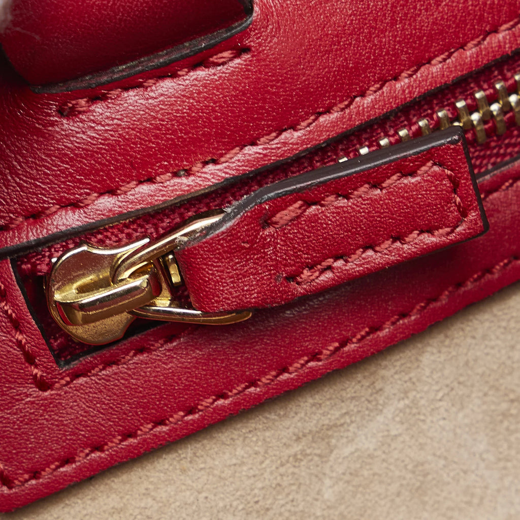 Pre-Owned Authenticated Gucci Sylvie Satchel Calf Leather Red Unisex (Good)