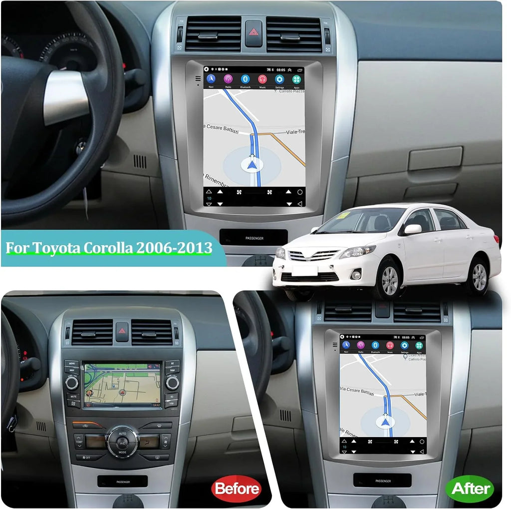THONZER 9.7 Inch Android Car Stereo for Corolla 2006-2013 with Carplay and Android Auto - Touchscreen Radio GPS WiFi HiFi Mirror Link USB SWC + AHD Backup Camera 2+32G