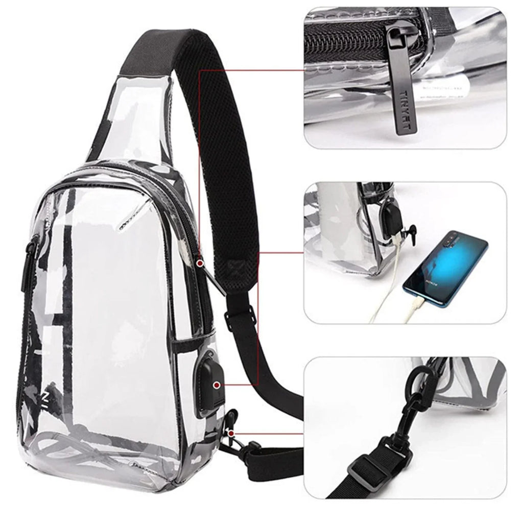 New Transparent Sling Bag Shoulder Bag Outdoor Travel Leisure Sports Visual Bag Adjustable Belt
