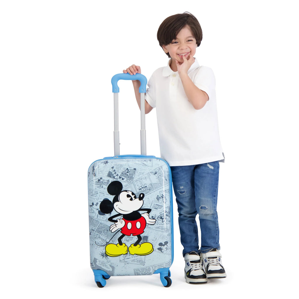 Disney Mickey Mouse 21 Inch Kids Rolling Luggage, Hardshell Carry On Suitcase with Spinner Wheels, Blue