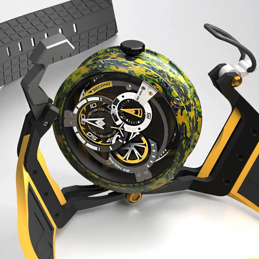 Mazzucato Rim Monza Reversible Chronograph Twin Dial Automatic Men Watch for Adult - Dark