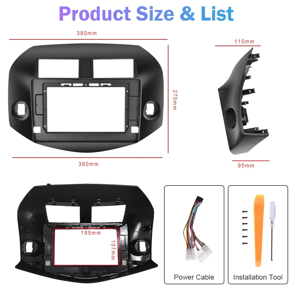 Podofo 2+64G for RAV4 2007-2011 Wireless Carplay Android Auto Mirror Link 10'' Touchscreen Car Stereo Radio Android 13 WIFI GPS FM Bluetooth Hifi USB,AHD Backup Camera