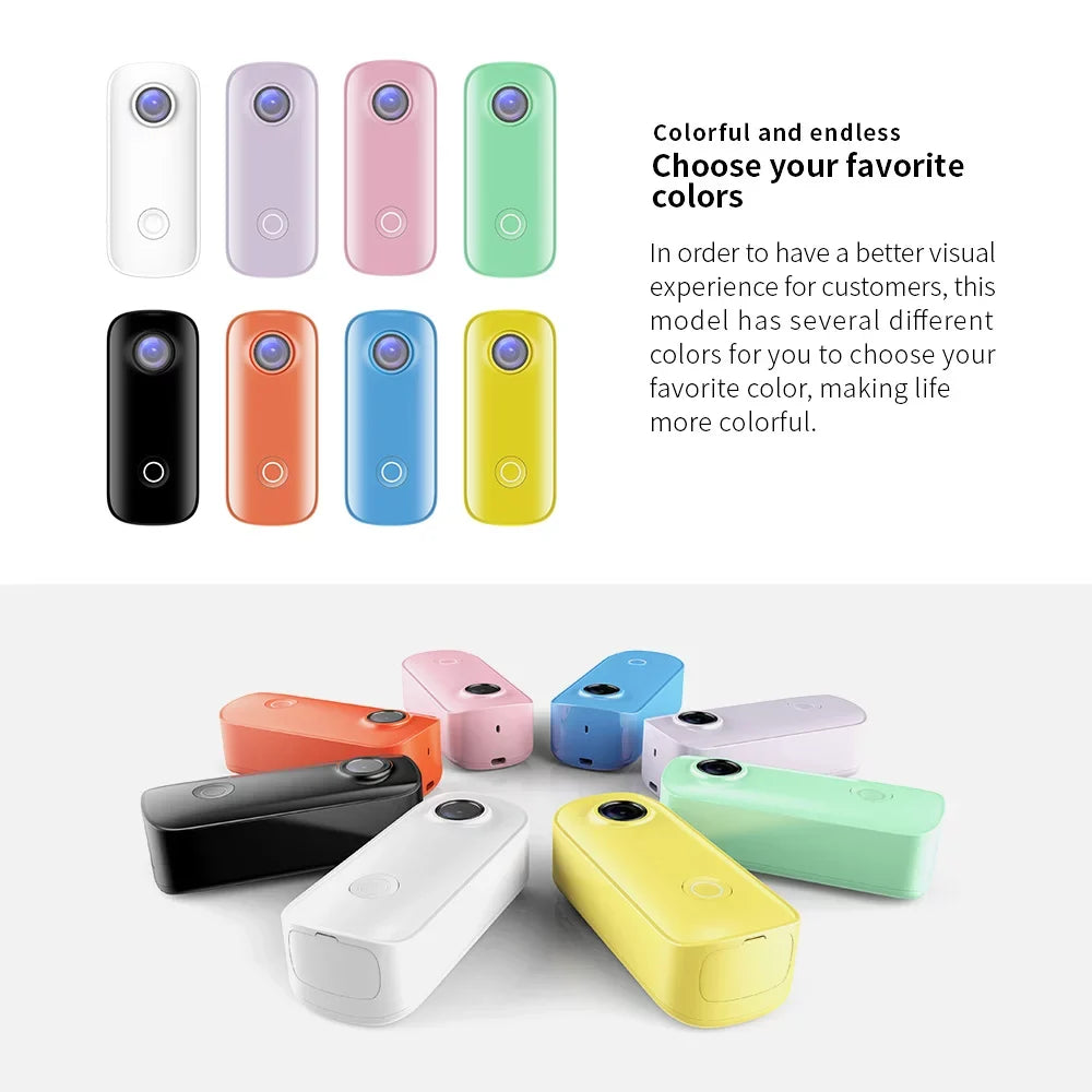 SJCAM C100 Mini Action Camera 2K 30fps Video Digital Camera 30M Waterproof Magnetic Body Built in Rechrageable Battery WiFi Connection APP Sharing with Waterproof Case Back Clip Lanyard