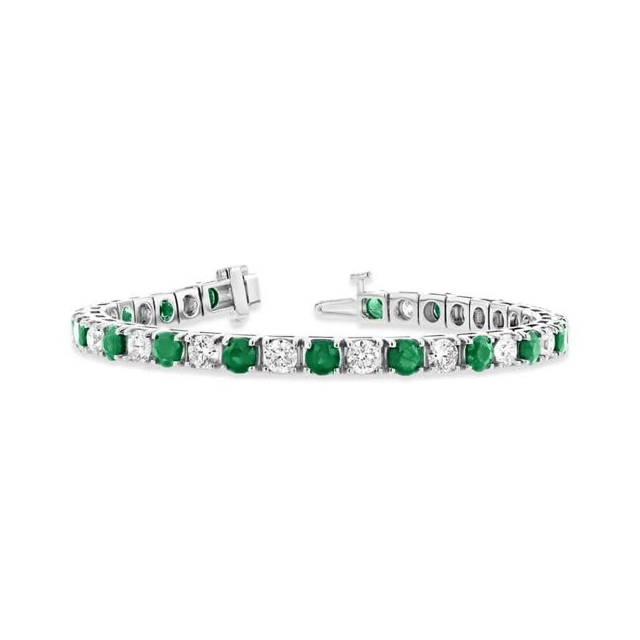 Louis Creations BB45ED-WG 6.25 CTW Diamond & Emerald Diamond Bracelet, 14K White Gold