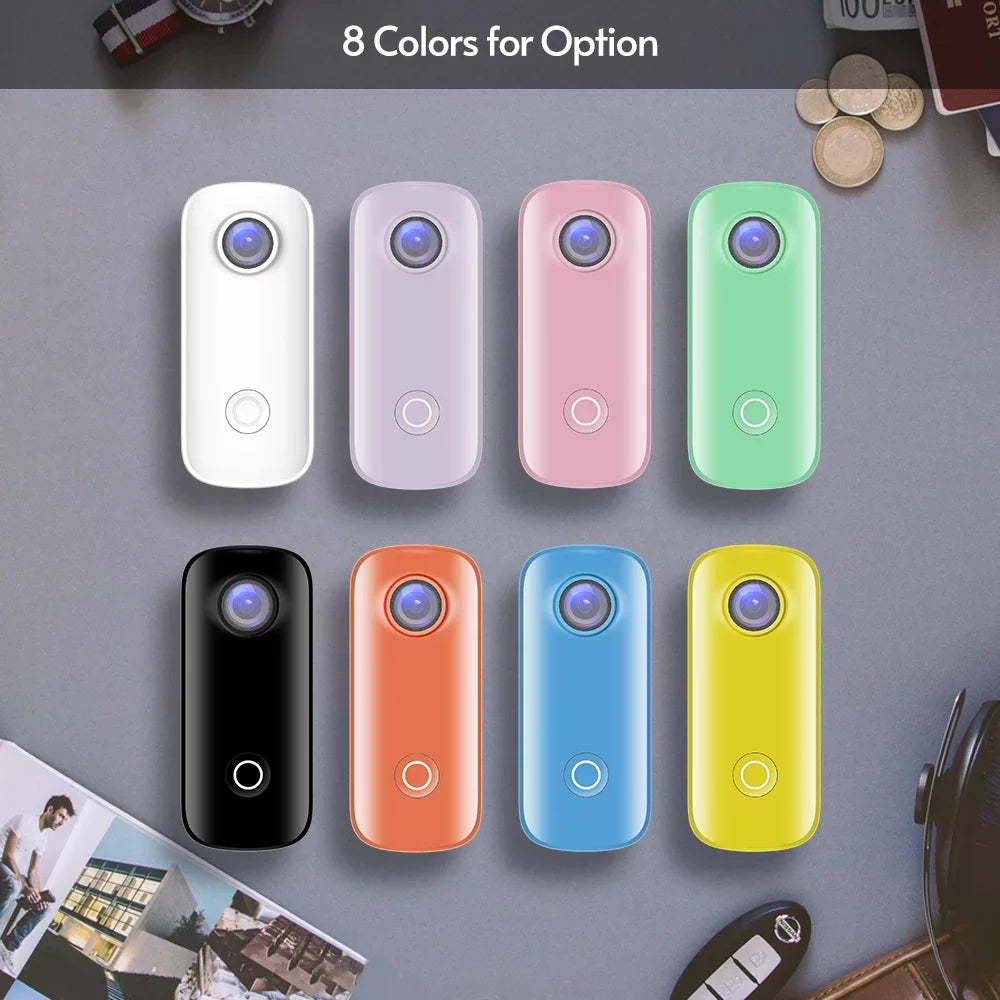 SJCAM C100 Mini Action Camera 2K 30fps Video Digital Camera 30M Waterproof Magnetic Body Built in Rechrageable Battery WiFi Connection APP Sharing with Waterproof Case Back Clip Lanyard
